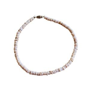 VTG Hawaiian Puka Shell Anklet Bracelet Surfer 70s Beads Souvenir Genuine 12.5"